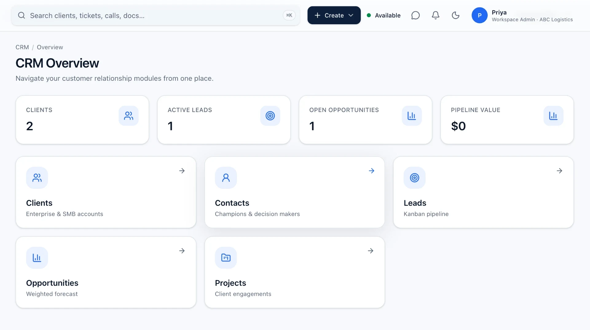 Xelqora One CRM dashboard showing clients, contacts and customer management.